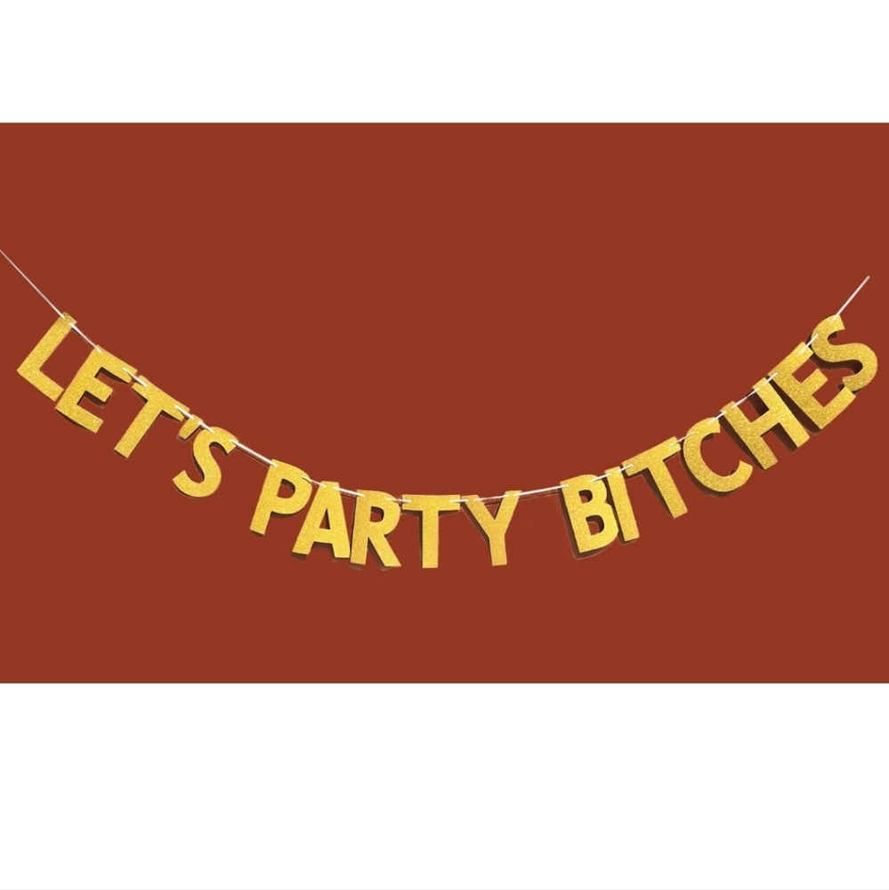 NIB Glitter Gold Alphabet Let's Party Banner for Bachelorette Party Decoration